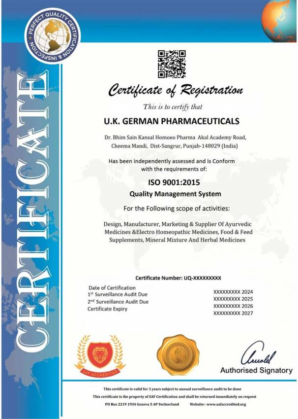 ISO 9001:2015 Quality Management System Certificate 